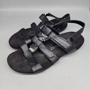 Vionic Amber Black Strappy Comfort Adjustable Sandals Shoes Women's - Size 10